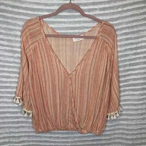 Orange & white striped top with tassels